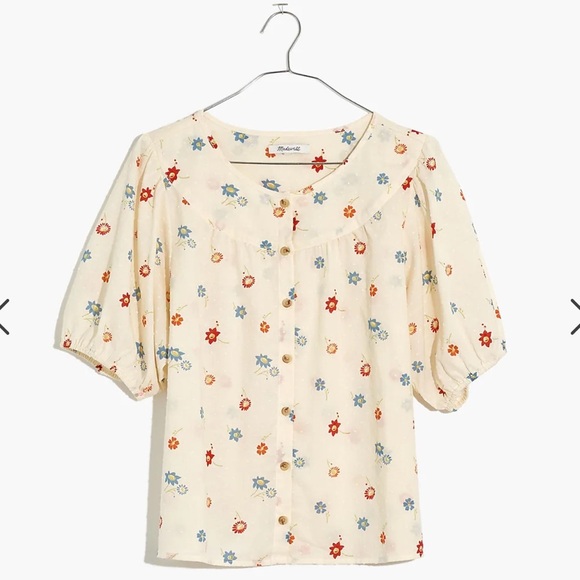 Madewell Cotton Puff Sleeve Prose Shirt in Dotted Floral Heyday - Picture 2 of 10